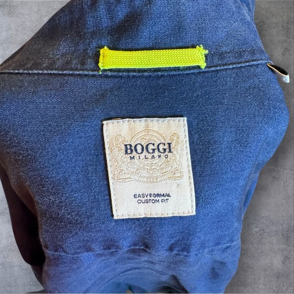 Boggi Milano Men’s Snap Button Blue Long Sleeve‎ Tencel Shirt Men’s Size Small - Picture 3 of 9